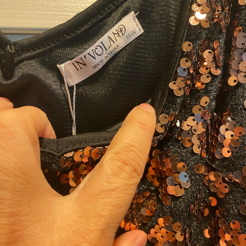 Sequins dress. Gold and black. Sexy slip dress.